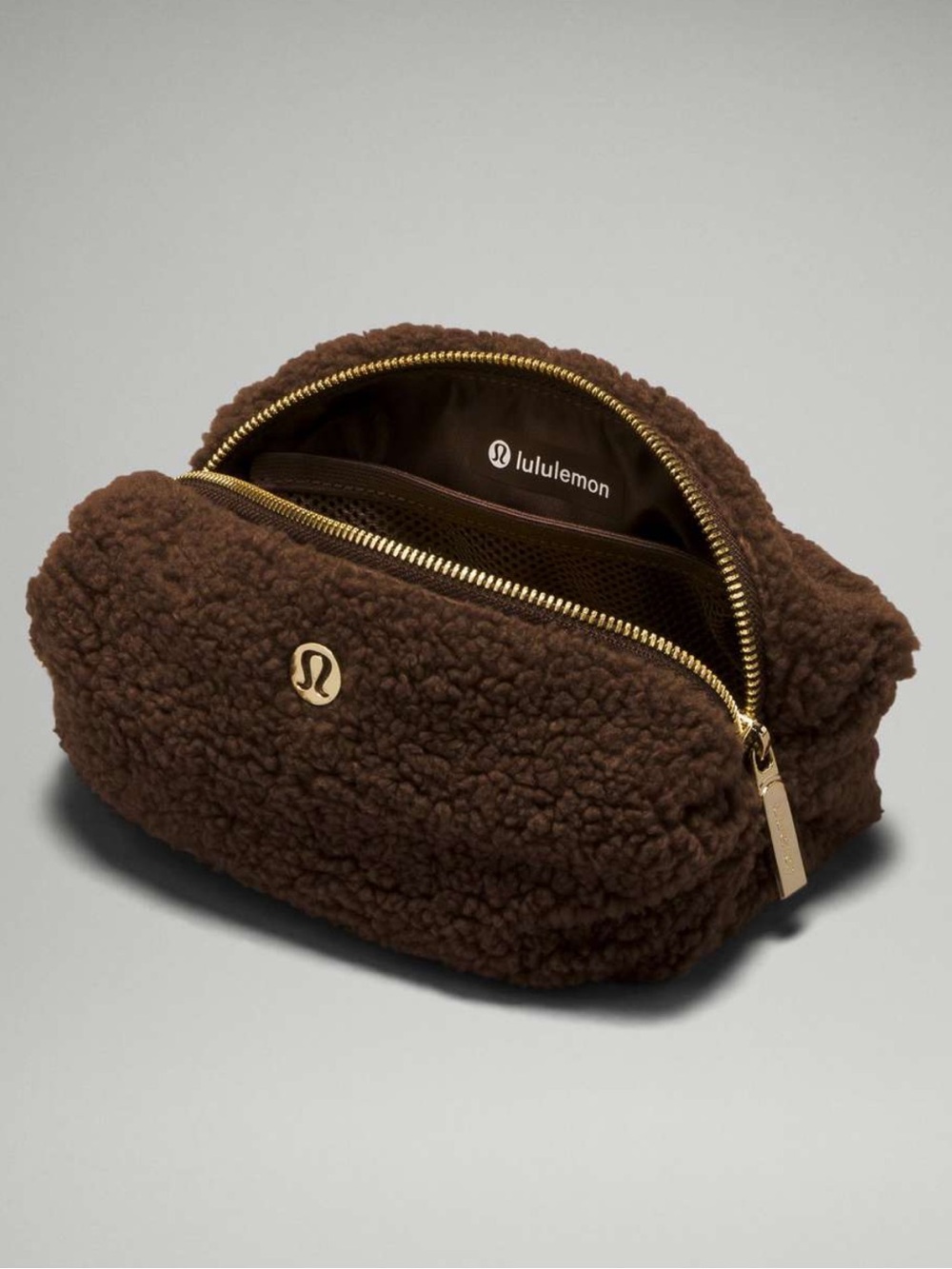 NWOT lululemon athletica Feeling Ready Mini Pouch - Fleece Brown Earth/Gold